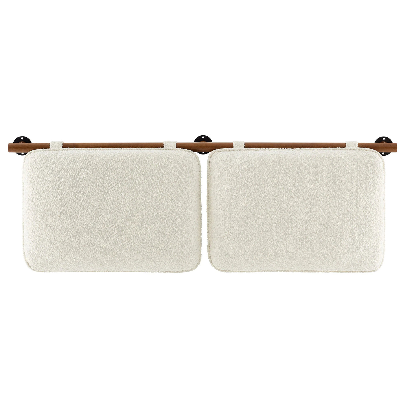 Anela Wall-Mounted Chenille Upholstered Queen Headboard in Cream Walnut