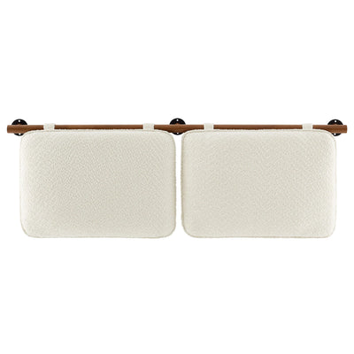 Anela Wall-Mounted Chenille Upholstered Queen Headboard in Cream Walnut