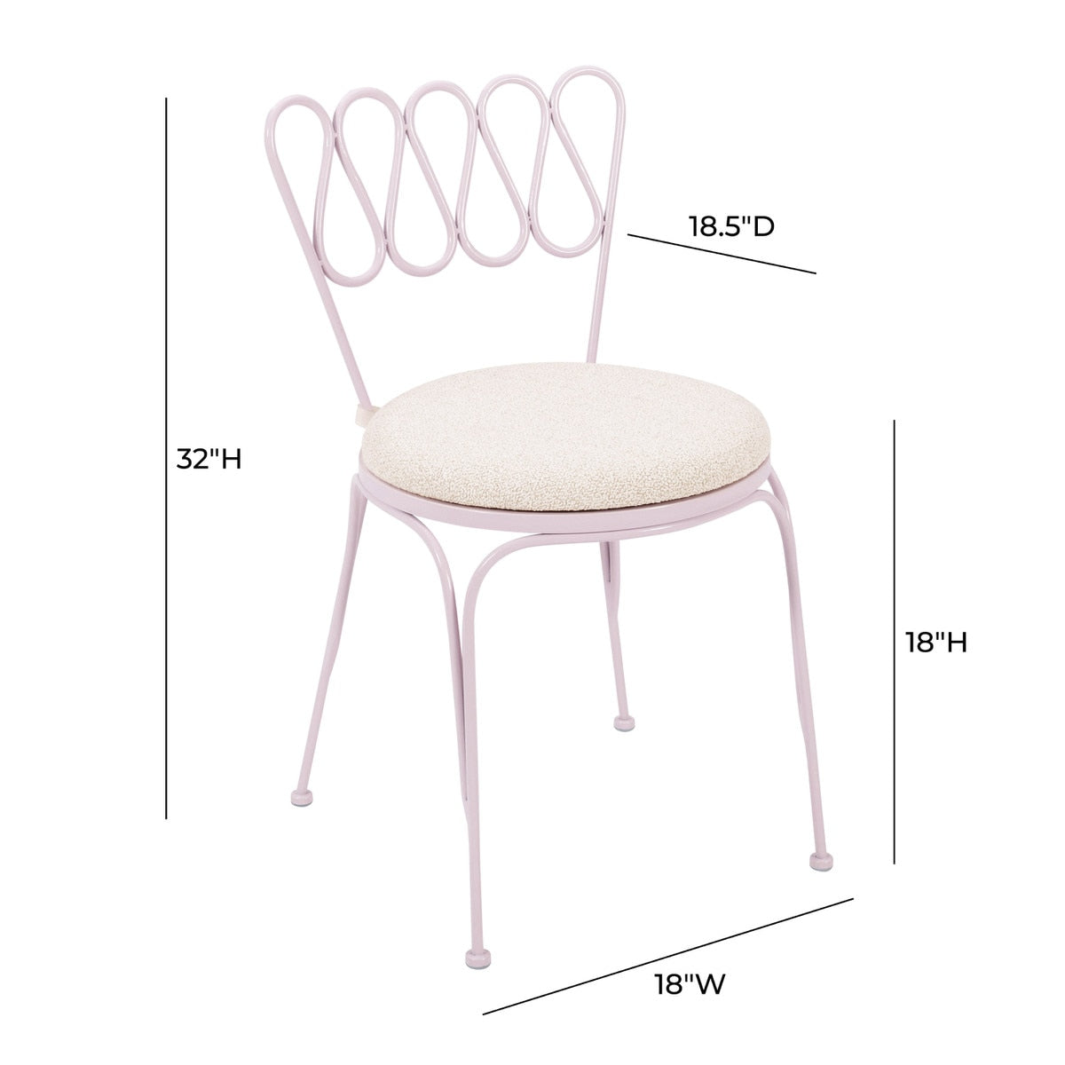 Livia Pink Wrought Iron Outdoor Chair
