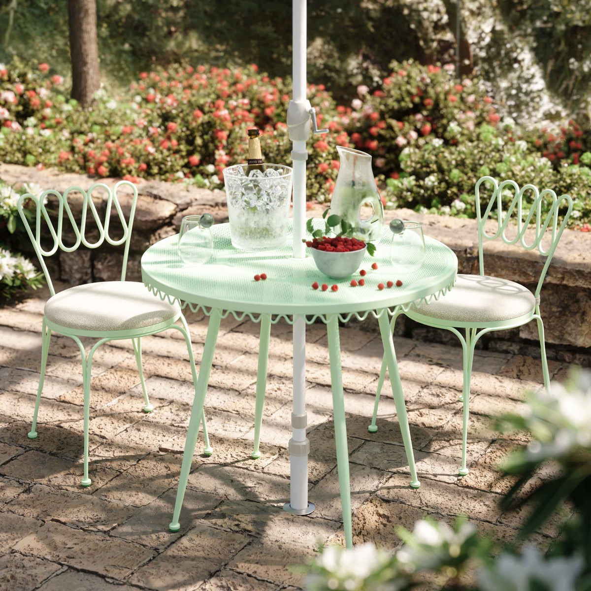 Livia Mint Green Wrought Iron Outdoor Chair