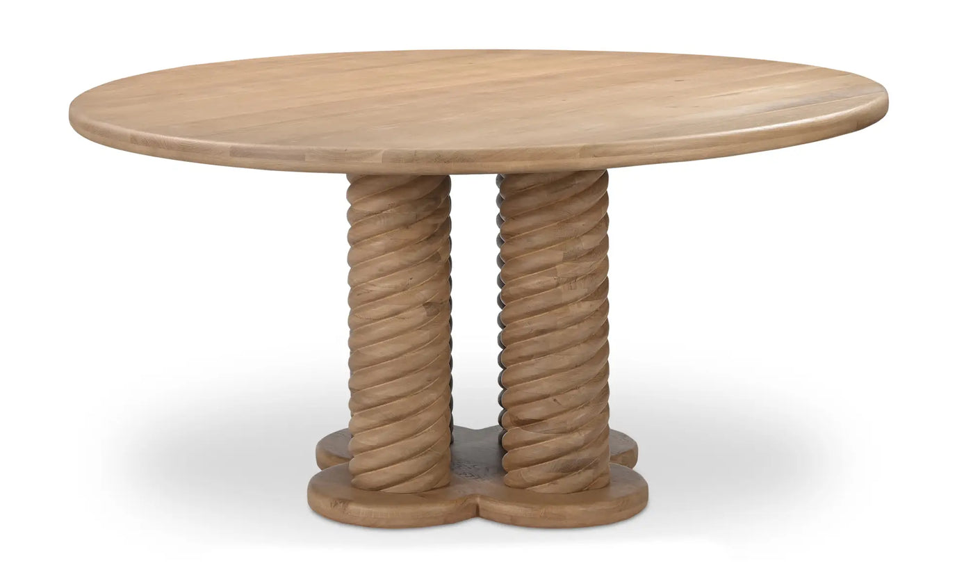 Treccia Round Dining Table Oak