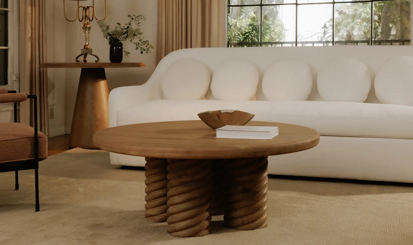 Column Round Coffee Table Oak