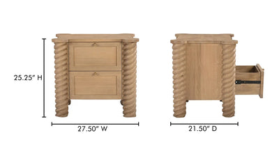 Treccia 2 Drawer Nightstand Oak