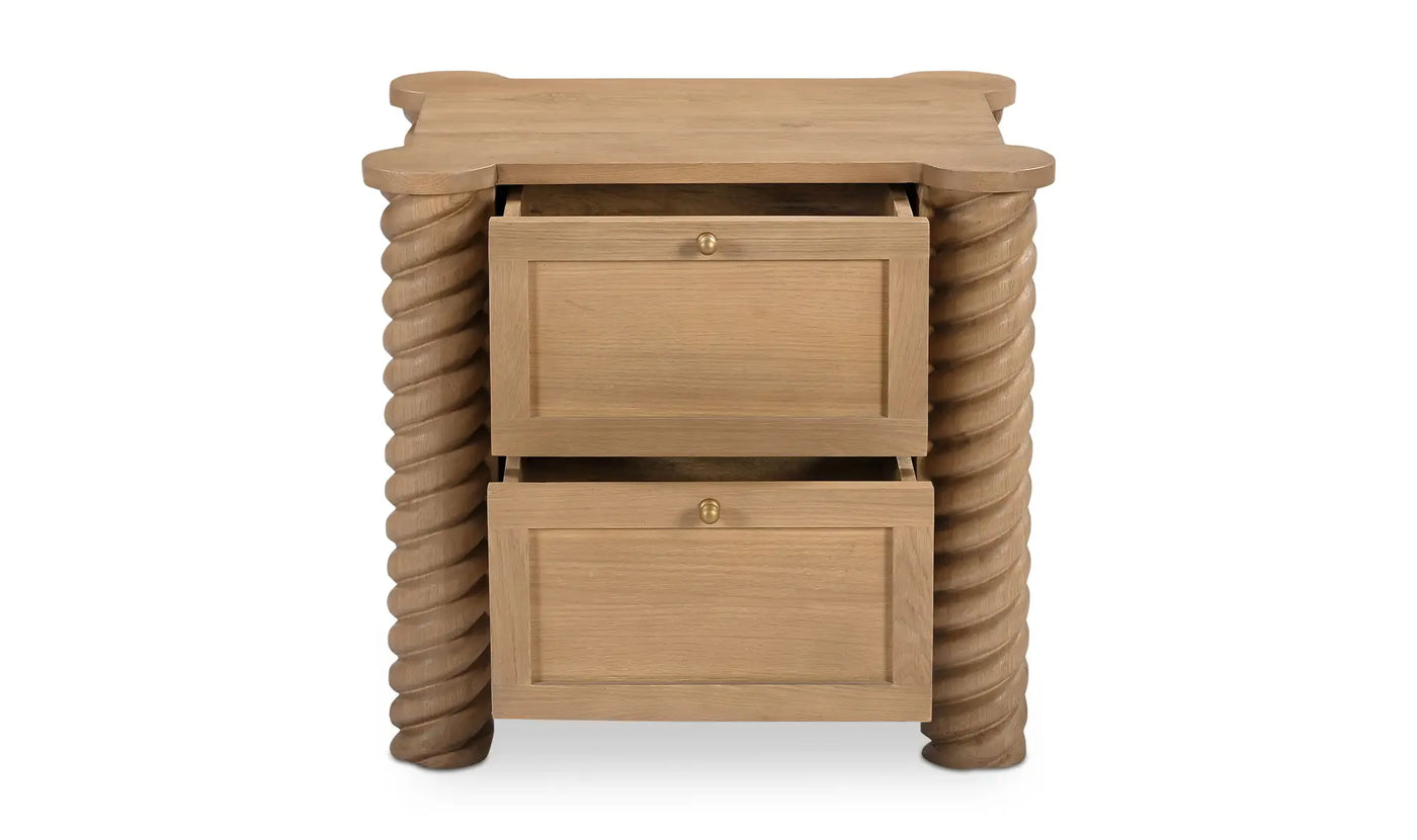 Treccia 2 Drawer Nightstand Oak