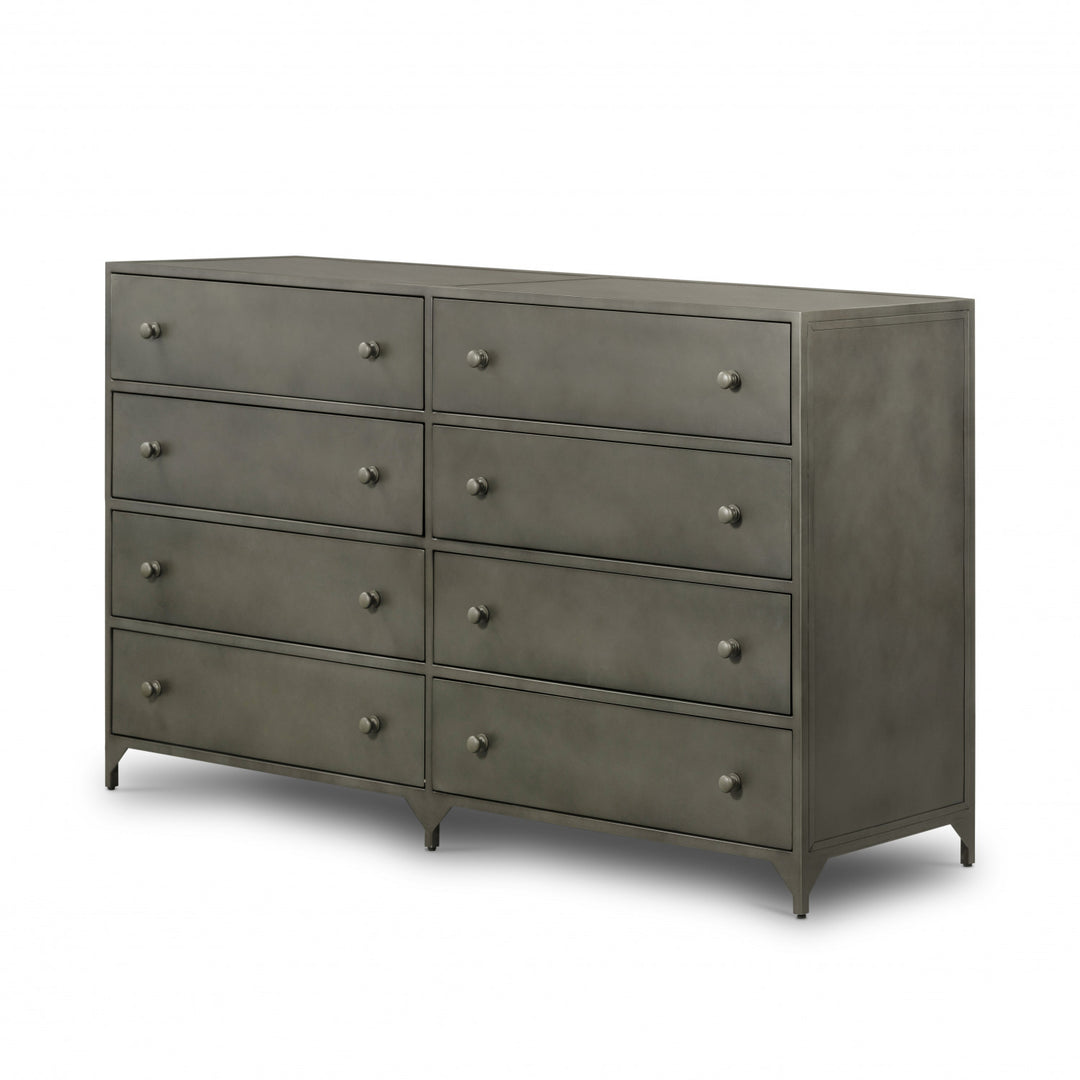 gun metal dresser Four Hands Belmont 8 Drawer Metal Dresser Gunmetal