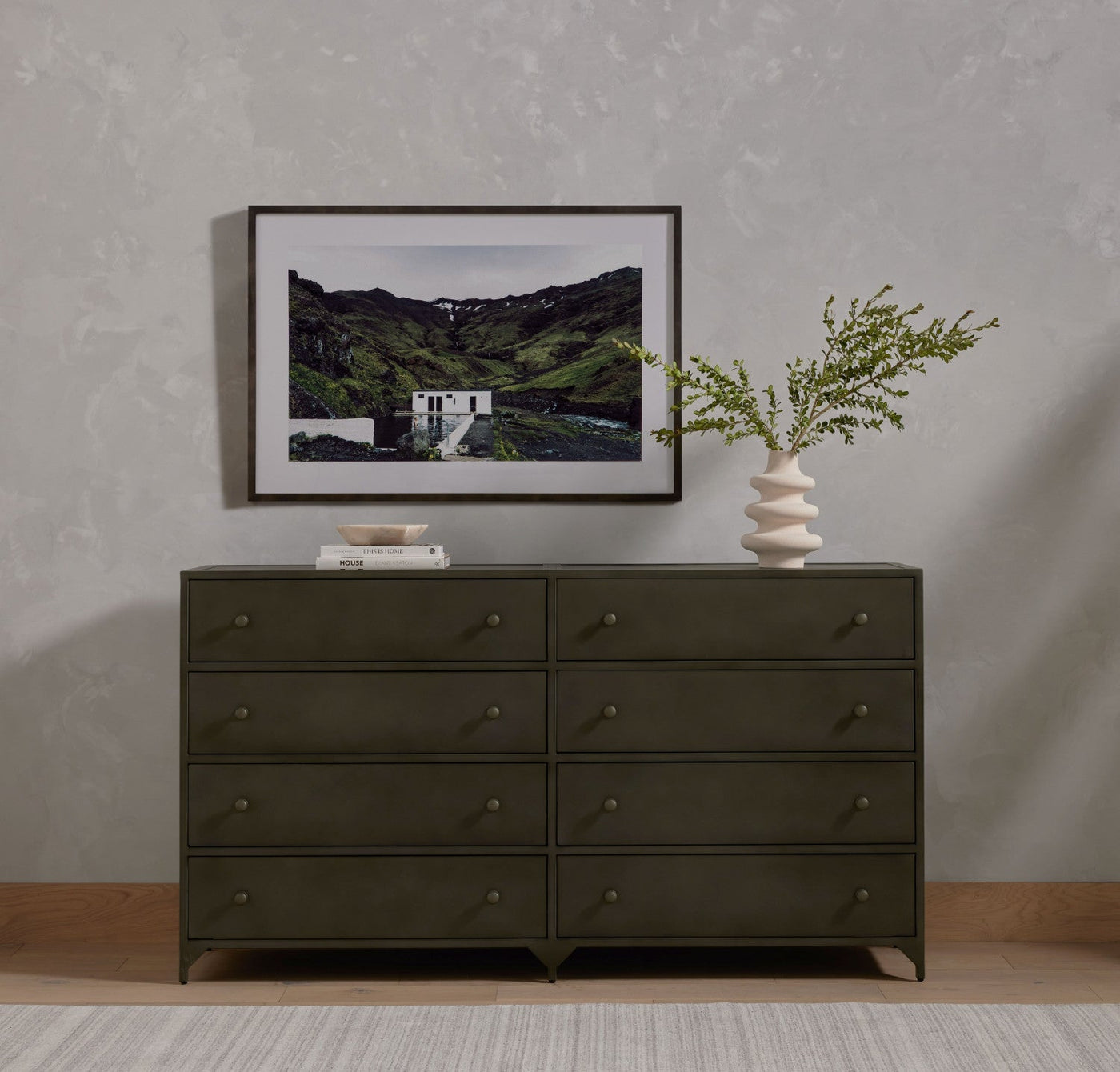 BELMONT 8 DRAWER METAL DRESSER,GUNMETAL