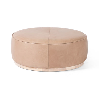 SINCLAIR LARGE ROUND OTTOMAN- BURLAP