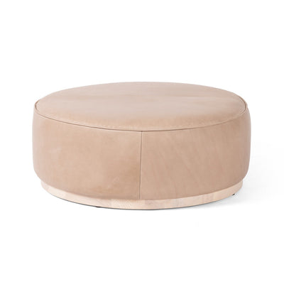 SINCLAIR LARGE ROUND OTTOMAN- BURLAP