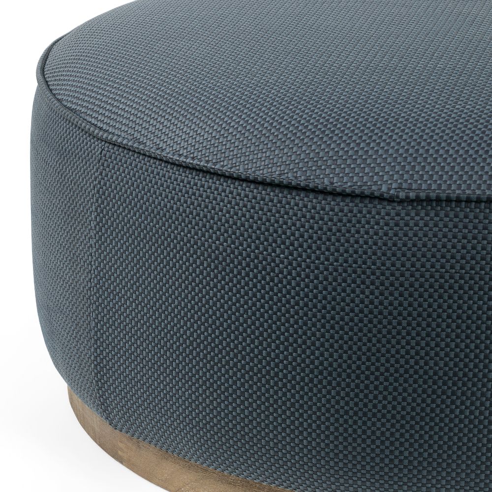 SINCLAIR LARGE ROUND OTTOMAN,FRESNO COBALT