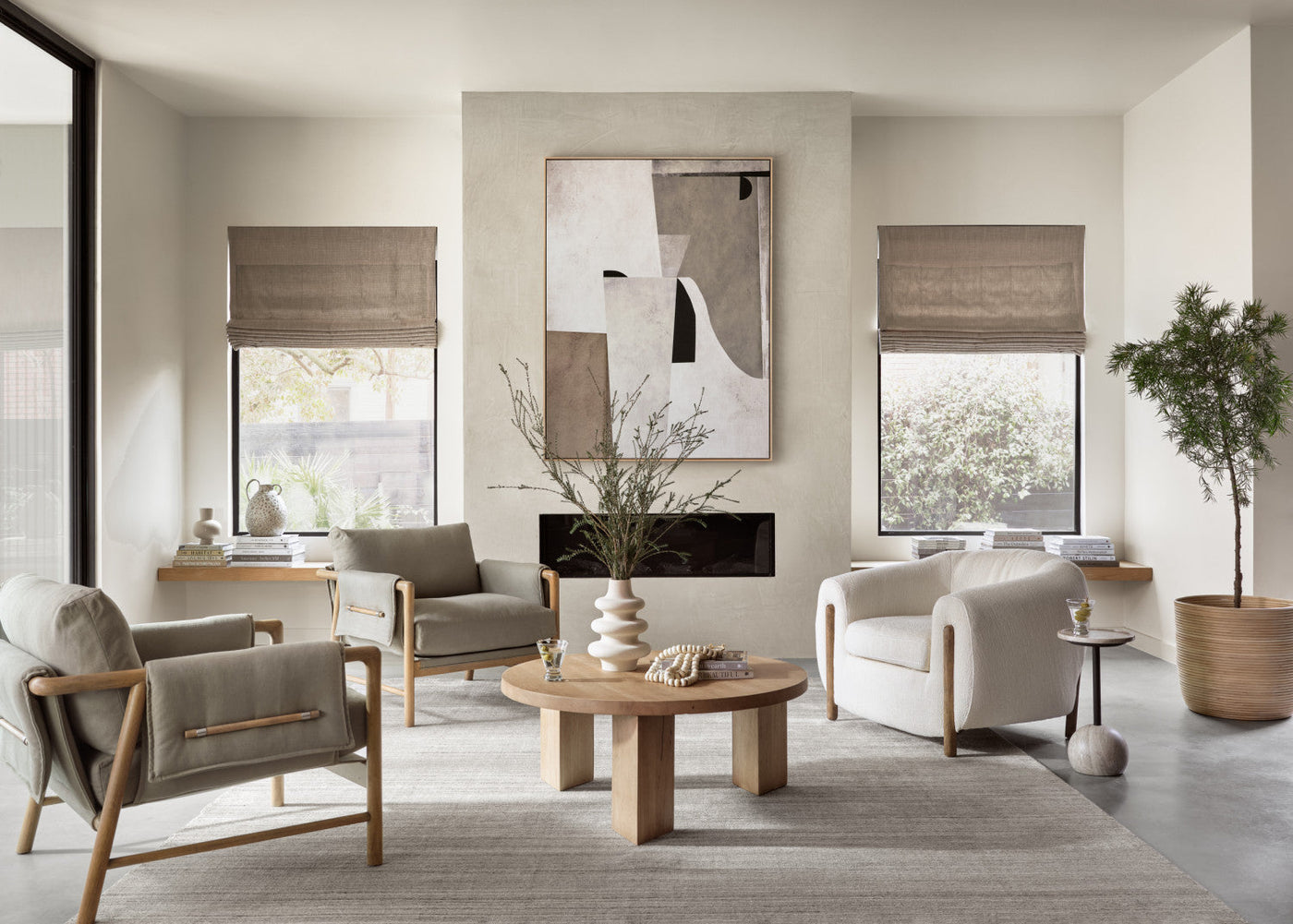 MESA ROUND COFFEE TABLE-LIGHT BRUSHED
