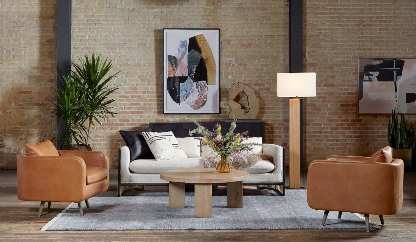 MESA ROUND COFFEE TABLE-LIGHT BRUSHED