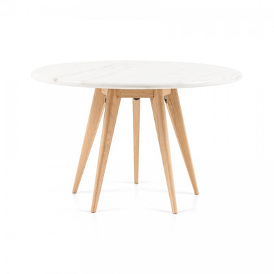ARAGO ROUND DINING TABLE-WHITE MARBLE