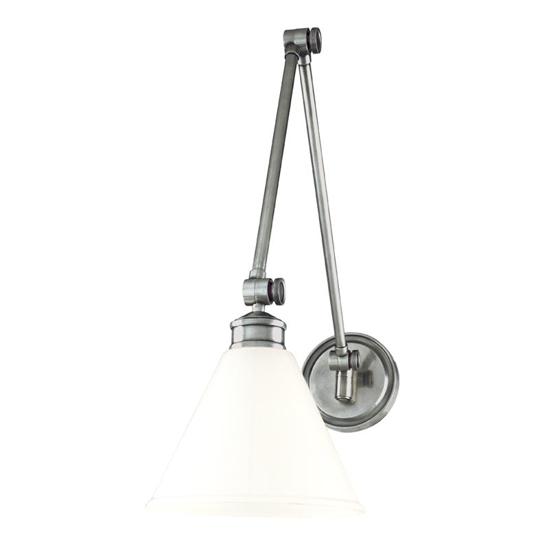 EXETER WALL SCONCE WHITE POLISHED NICKEL