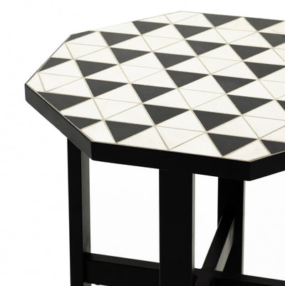 TROY OUTDOOR END TABLE-BLACK & WHITE | NEW