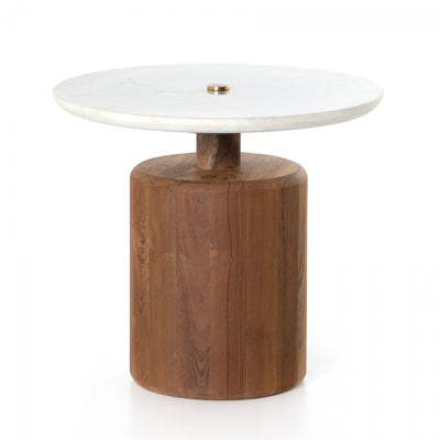 RONDELL END TABLE-HONED WHITE MARBLE