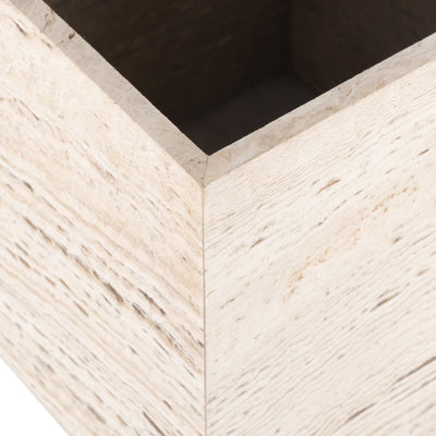 TRAVERTINE PLANTER-WHITE TRAVERTINE