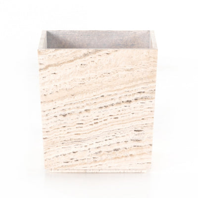 TRAVERTINE PLANTER-WHITE TRAVERTINE