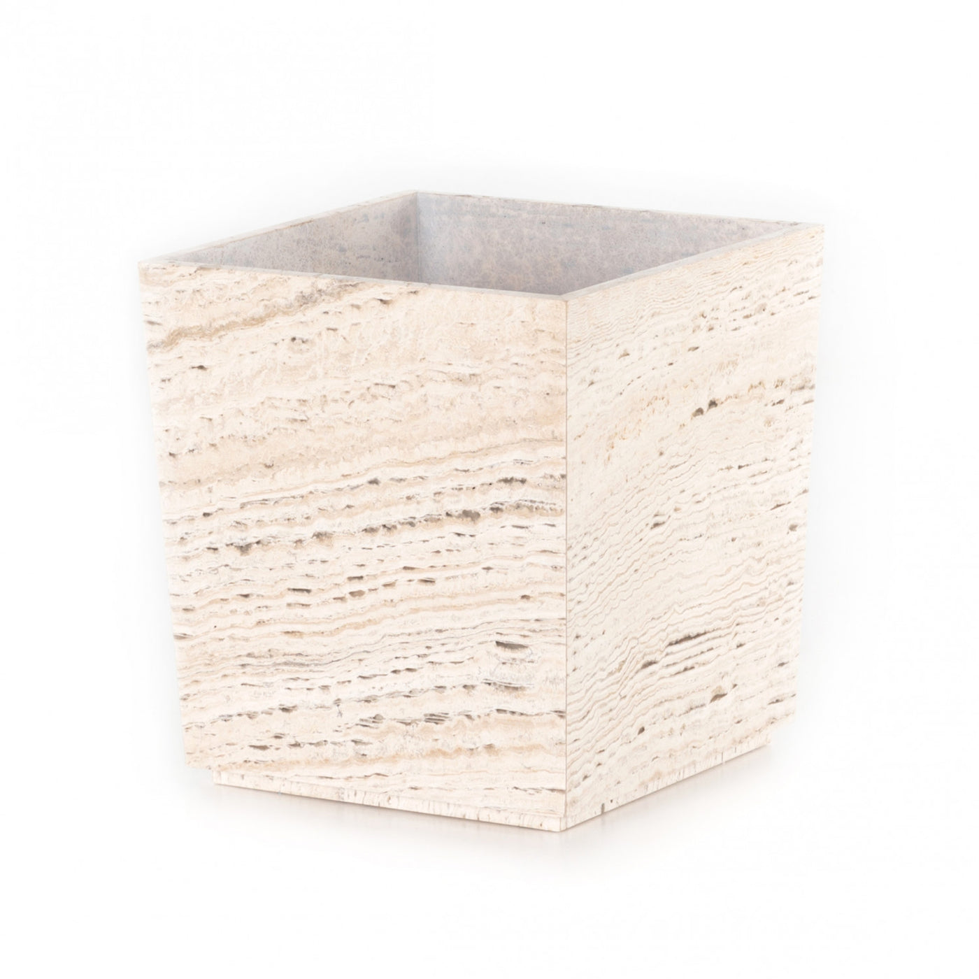 TRAVERTINE PLANTER-WHITE TRAVERTINE