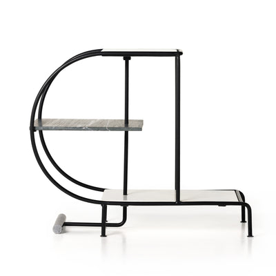 Setai Bar Cart-Polished White Marble