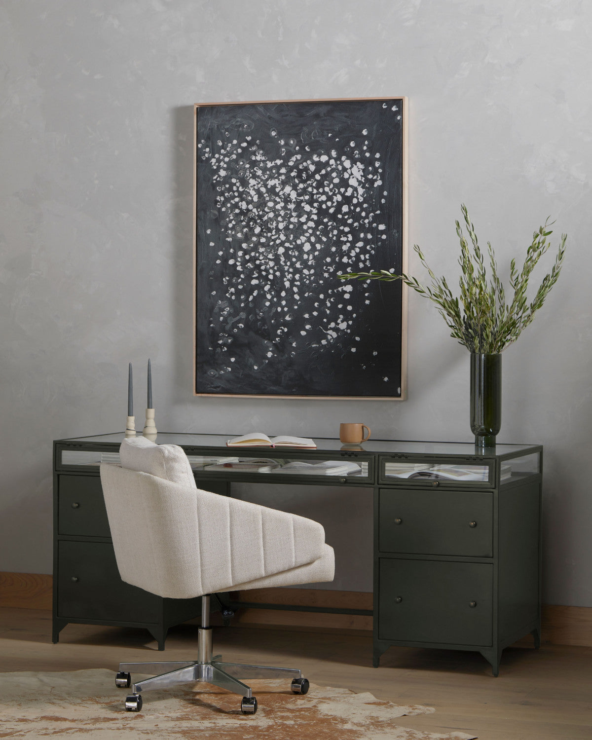 SHADOW BOX EXECUTIVE DESK,GUNMETAL