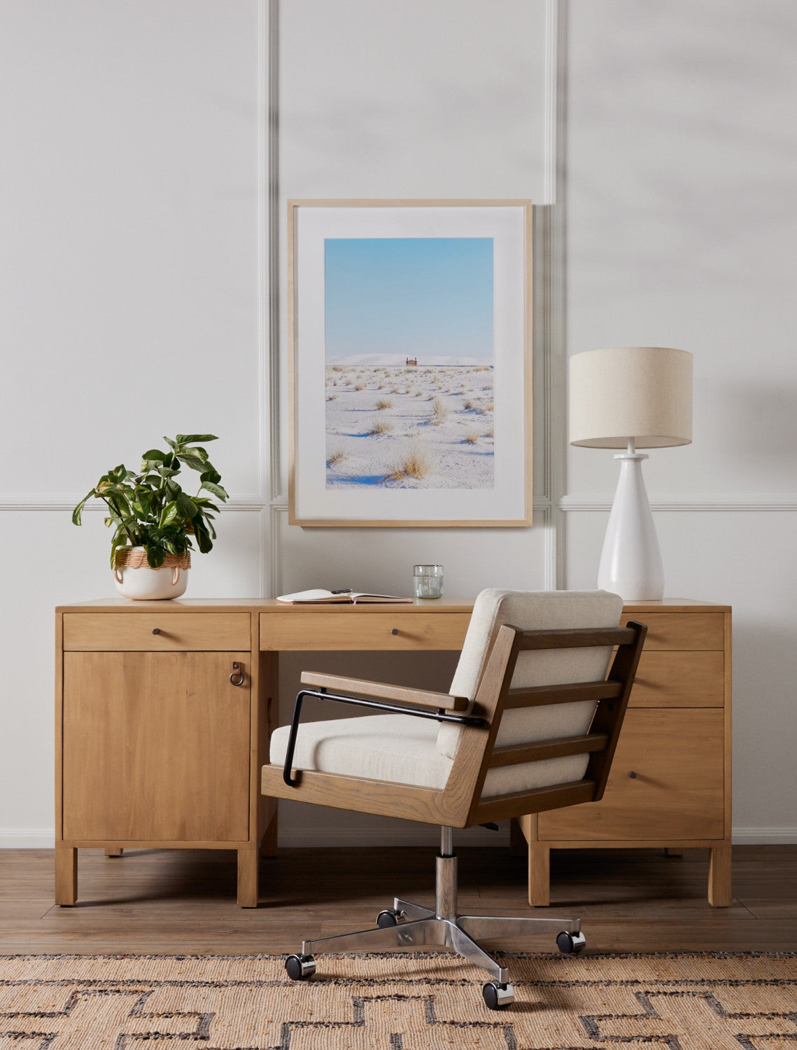 ISADOR EXECUTIVE DESK-DRY WASH POPLAR