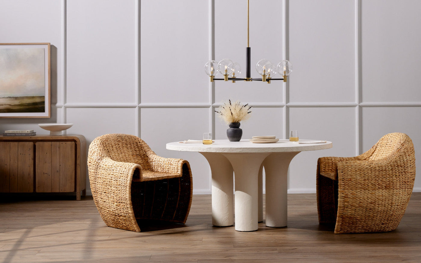 PARRA DINING TABLE-PLASTER MOLDED CONCRT