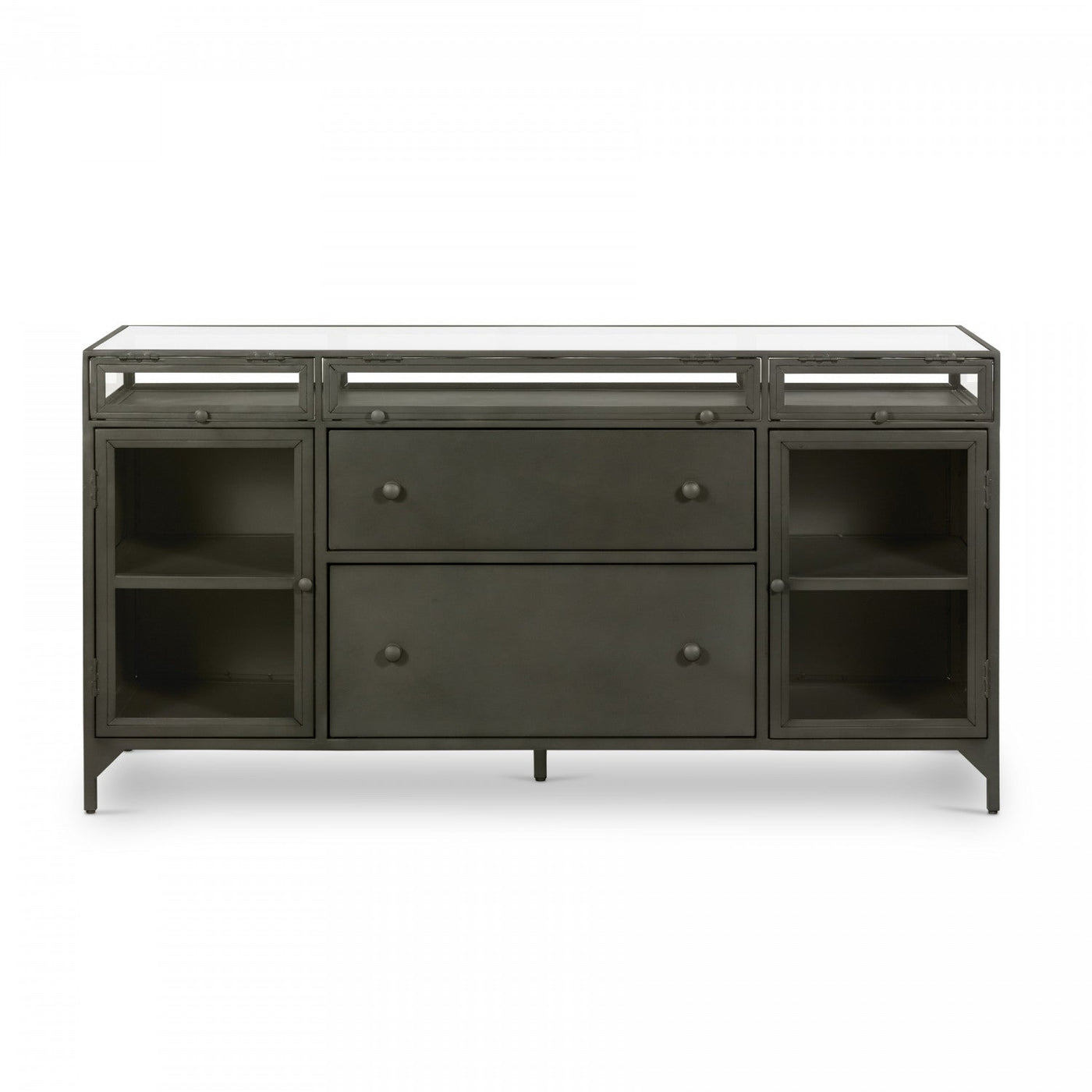 SHADOW BOX MODULAR FILING CREDENZA,GUNMETAL