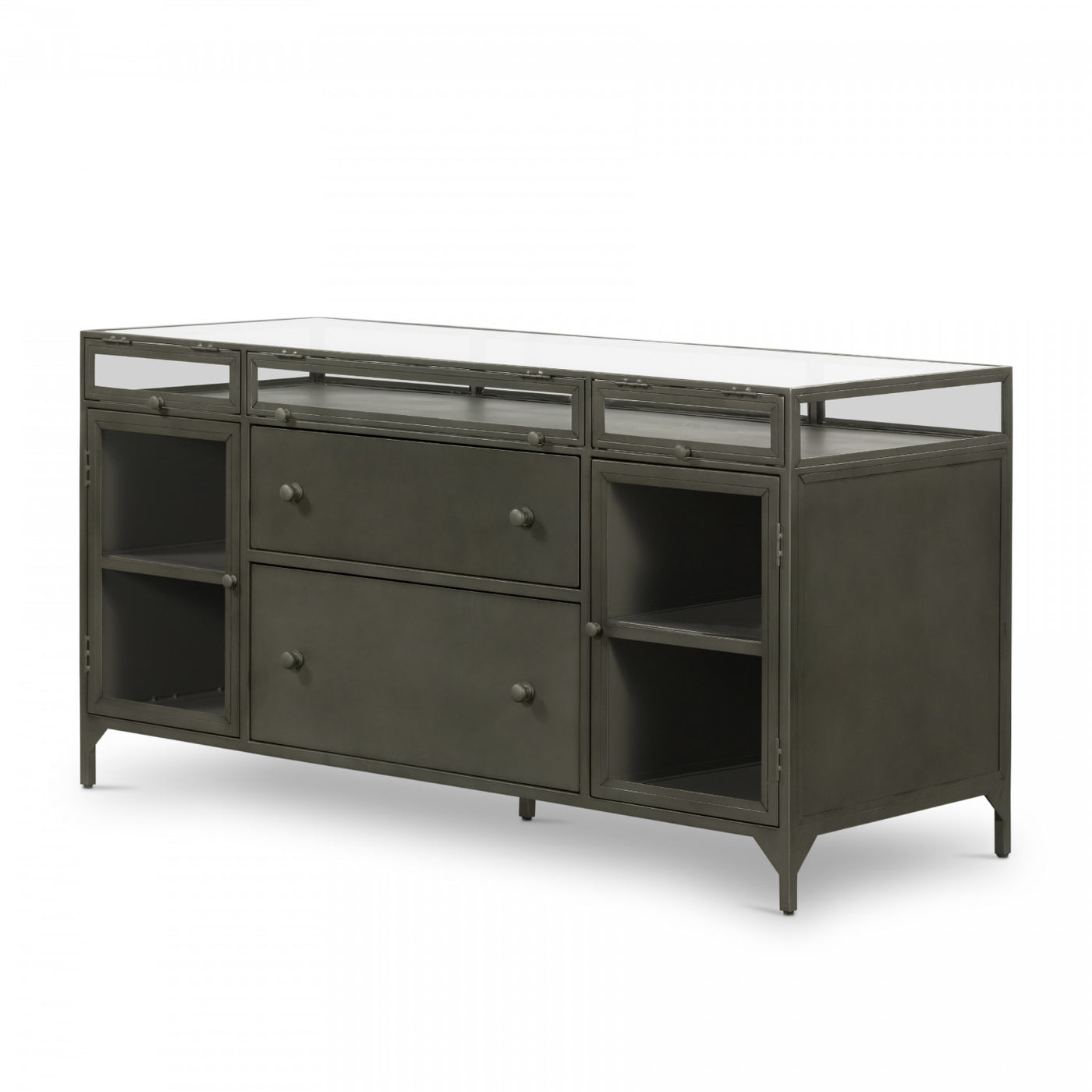SHADOW BOX MODULAR FILING CREDENZA,GUNMETAL