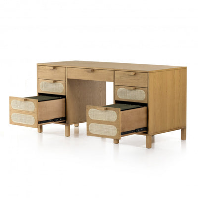 ALLEGRA EXECUTIVE DESK-HONEY OAK VENEER