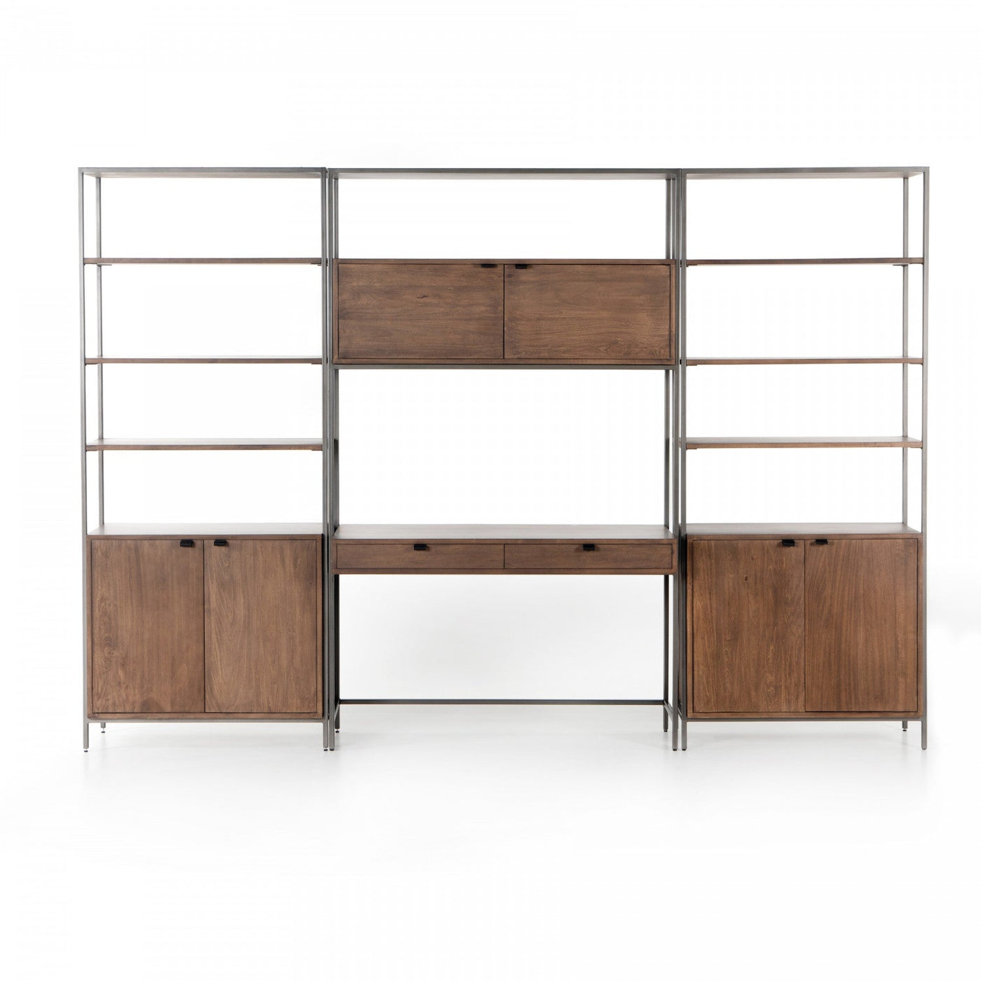 TREY MODULAR WALL DESK W/ 2 BOOKCASES,AUBURN