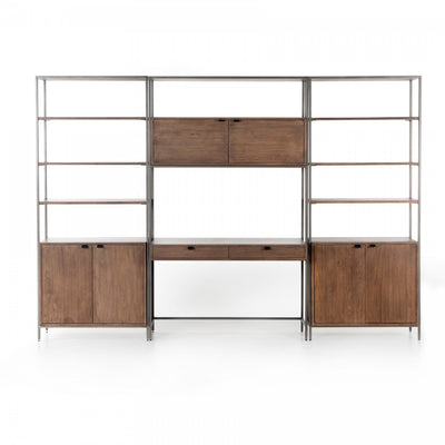 TREY MODULAR WALL DESK W/ 2 BOOKCASES,AUBURN