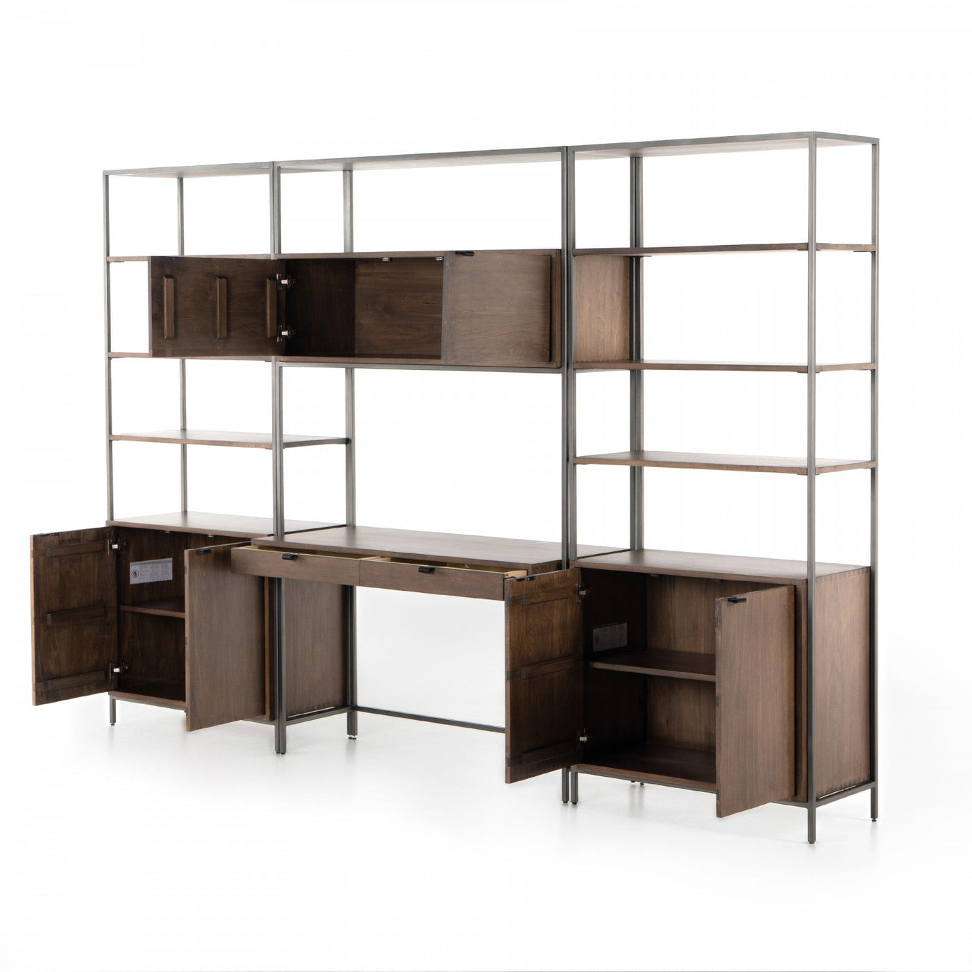 TREY MODULAR WALL DESK W/ 2 BOOKCASES,AUBURN