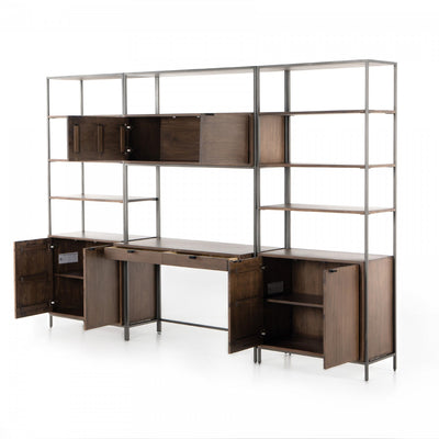 TREY MODULAR WALL DESK W/ 2 BOOKCASES,AUBURN
