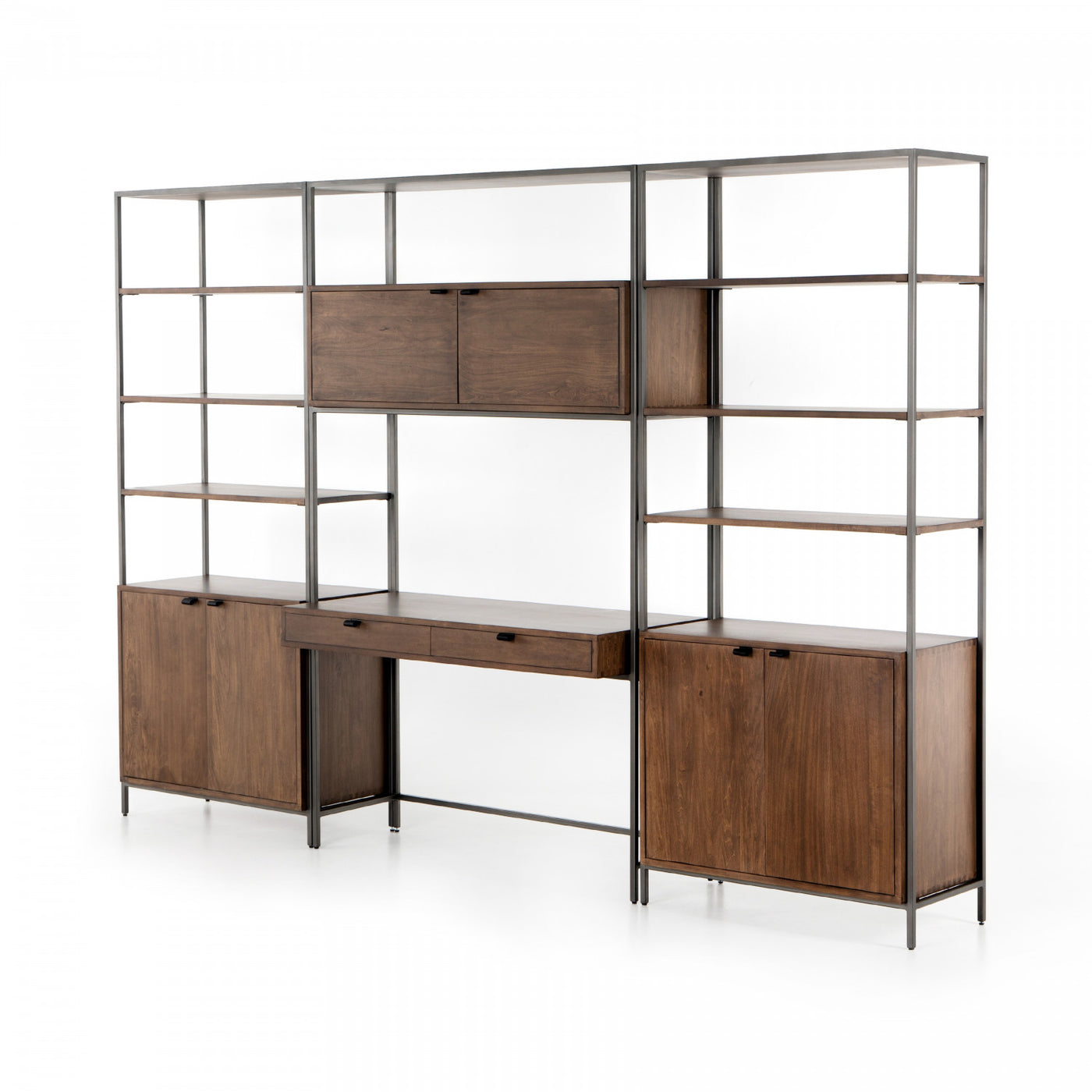 TREY MODULAR WALL DESK W/ 2 BOOKCASES,AUBURN
