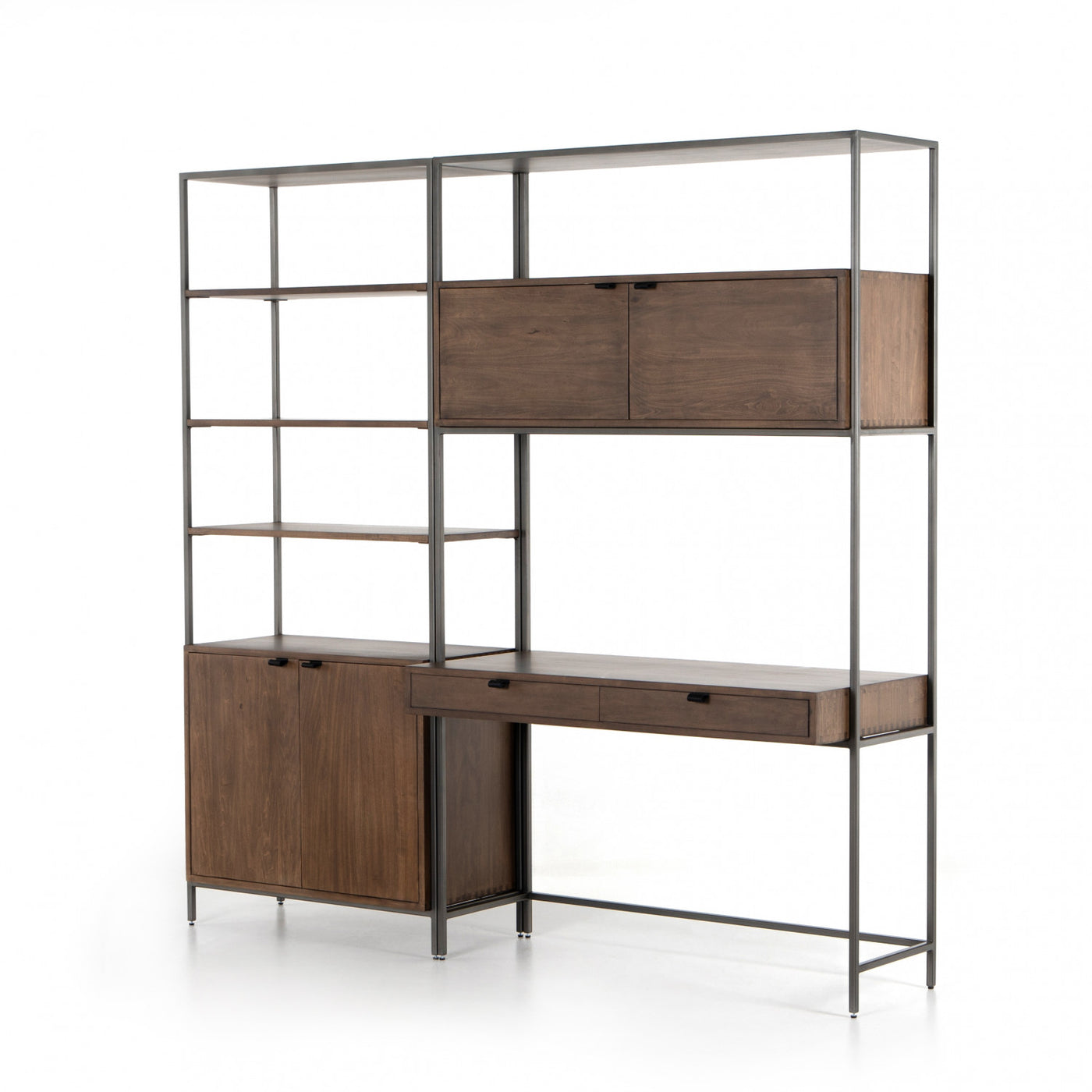 TREY MODULAR WALL DESK W/ 1 BOOKCASE,AUBURN