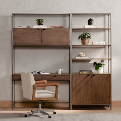 TREY MODULAR WALL DESK W/ 1 BOOKCASE,AUBURN