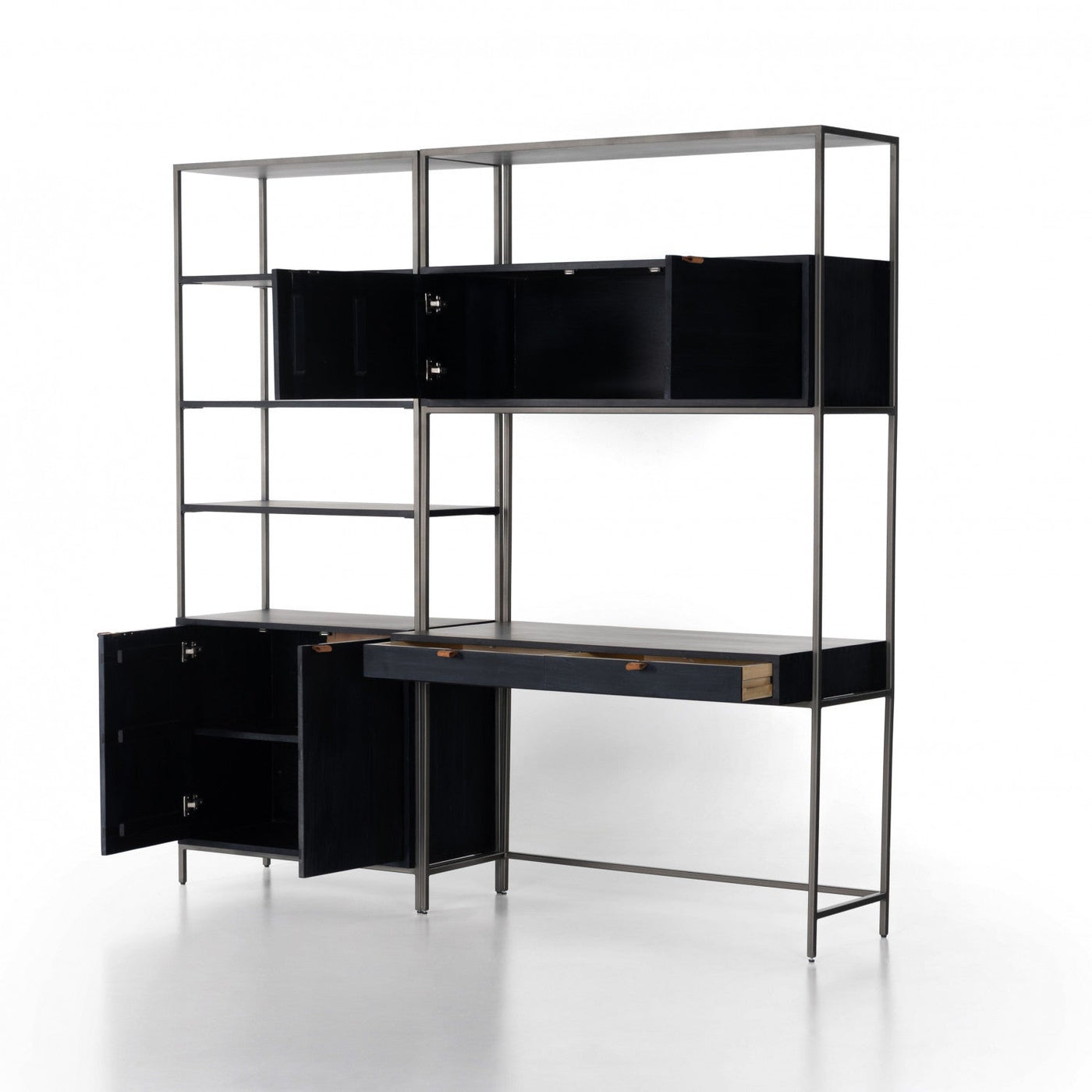 TREY MODULAR WALL DESK W/ 1 BOOKCASE,BLACK