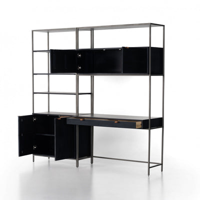 TREY MODULAR WALL DESK W/ 1 BOOKCASE,BLACK