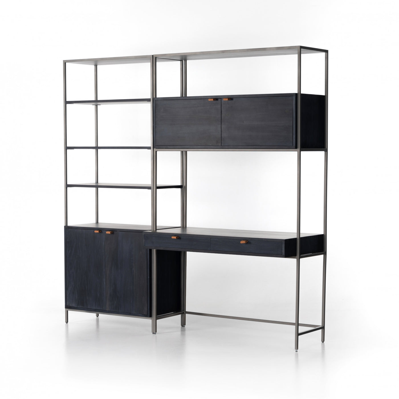 TREY MODULAR WALL DESK W/ 1 BOOKCASE,BLACK