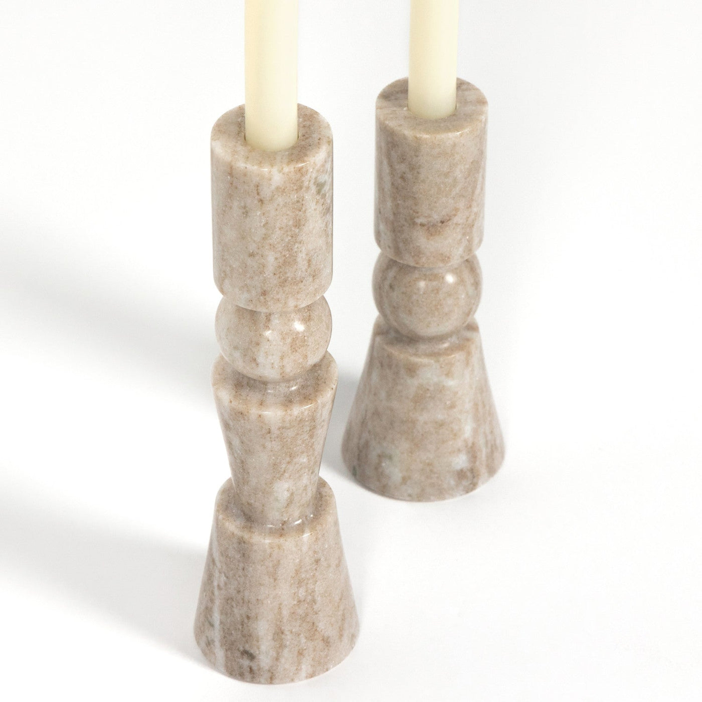 ROSETTE TAPER CANDLESTICKS,TAUPE
