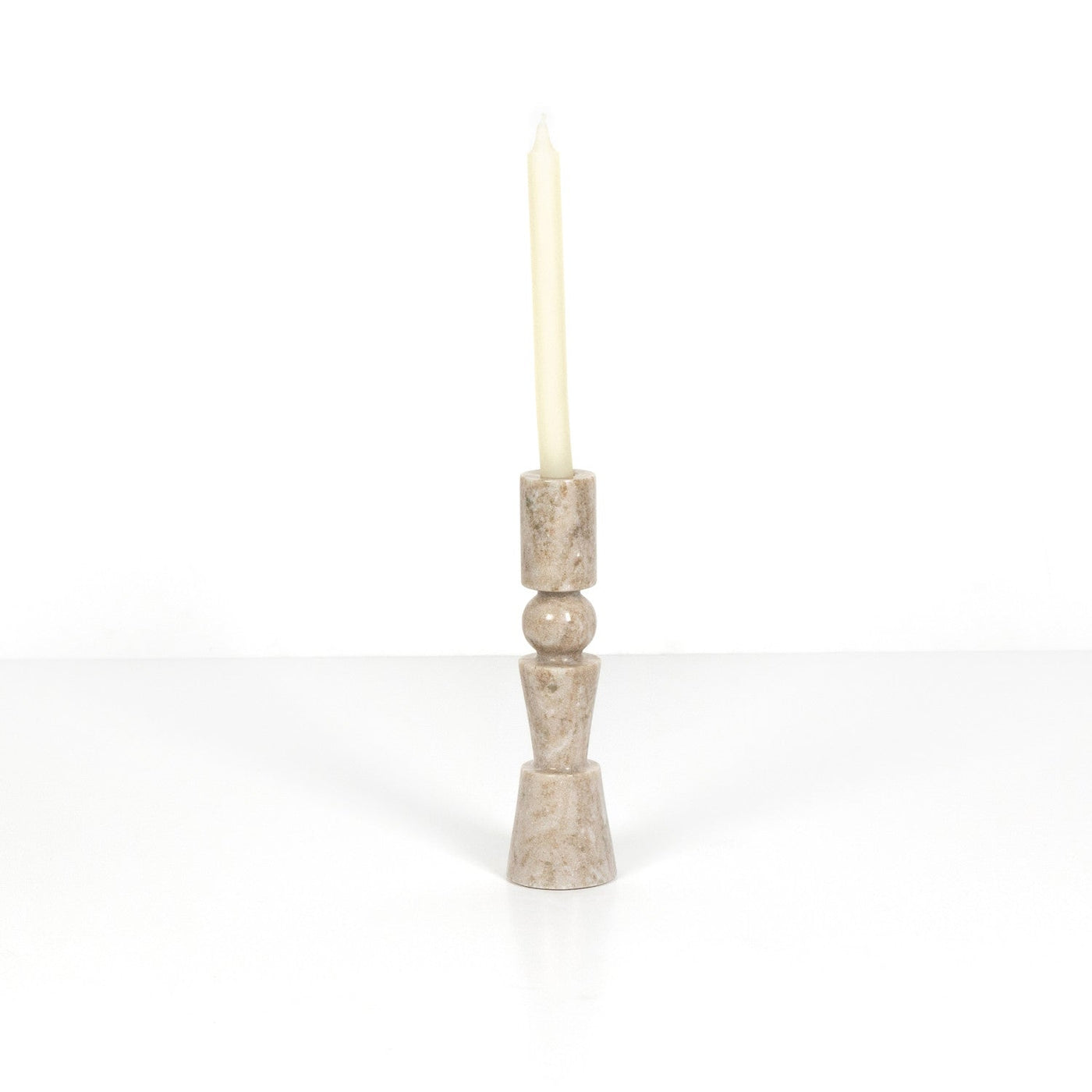 ROSETTE TAPER CANDLESTICKS,TAUPE