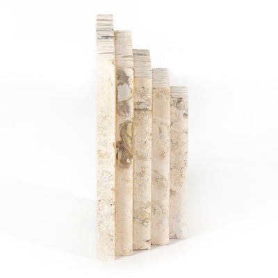 STEPPED BOOKENDS-WHITE TRAVERTINE