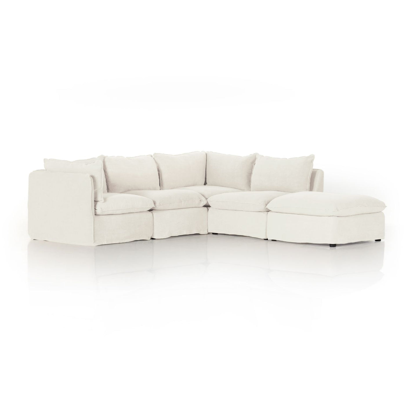Andre Slipcover 4 Pc Sectional W/ Ottoman