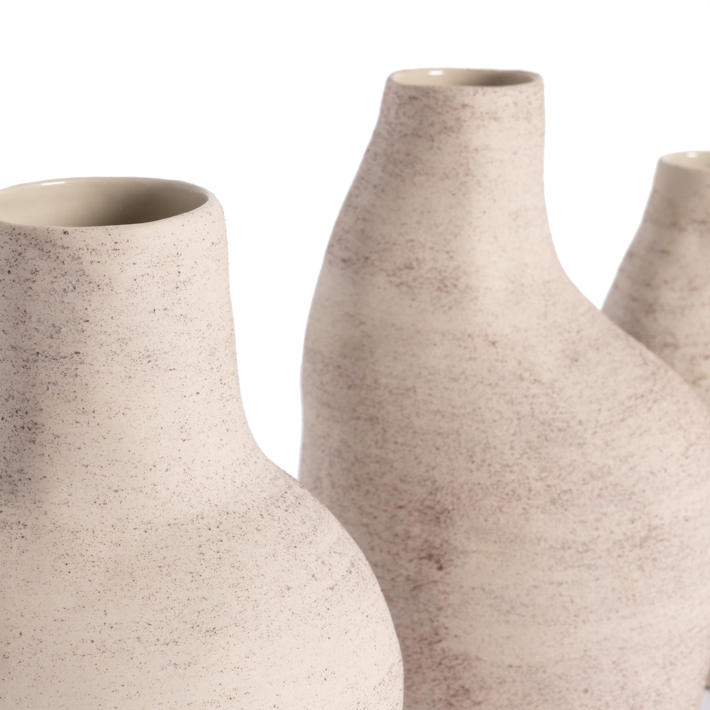 Arid Vases, Set Of 3-Distressed Cream