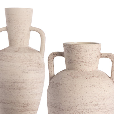 Pima Vases, Set Of 2-Distressed Cream