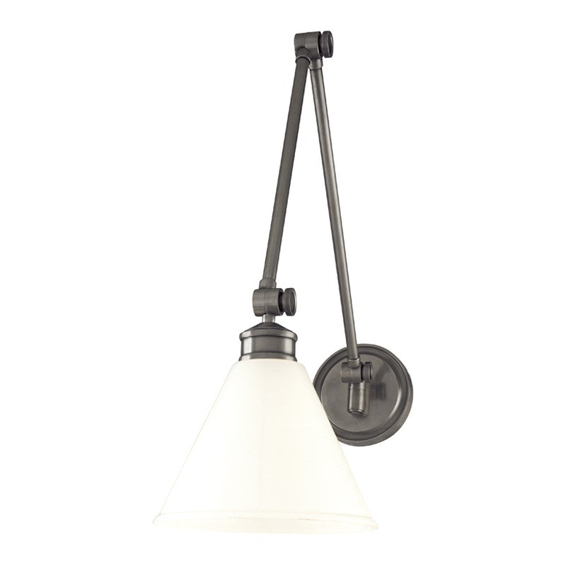 EXETER WALL SCONCE WHITE ANTIQUE NICKEL