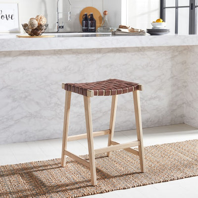 Woven leather strap Counter Stool Set of 2