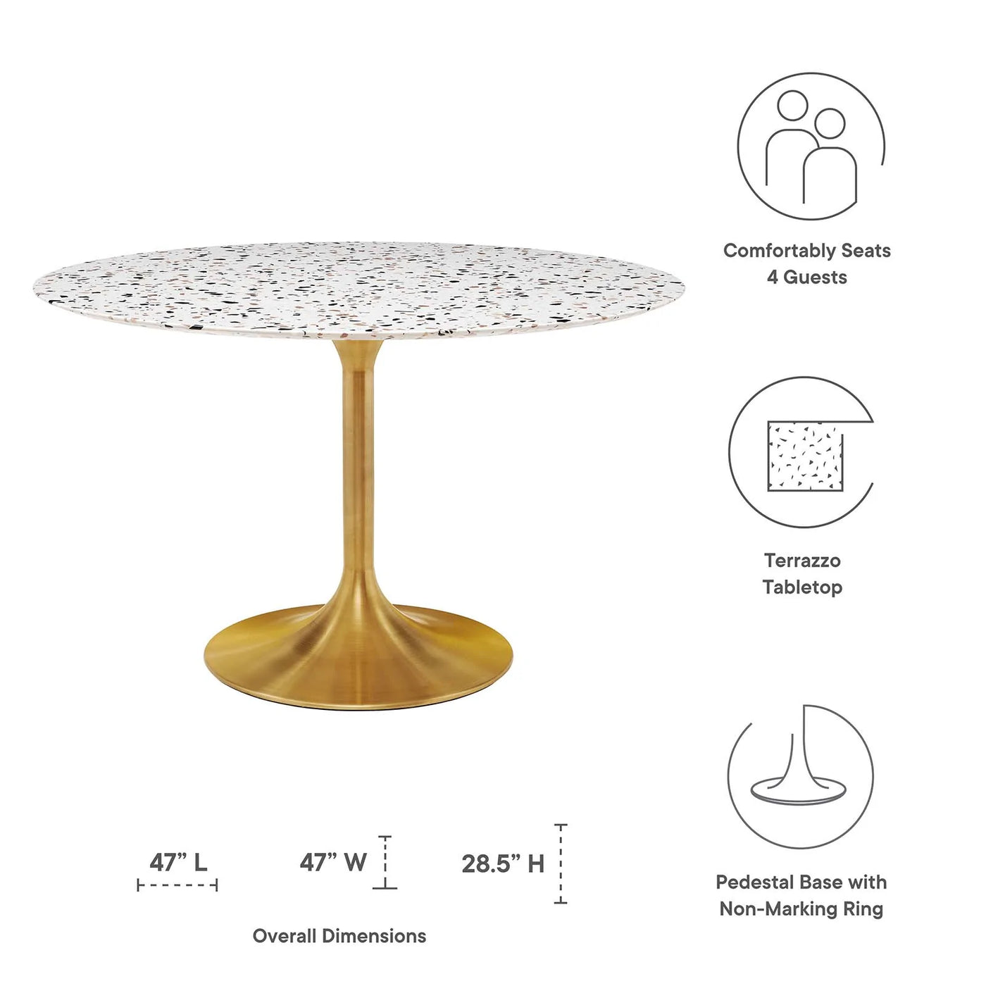 Lippa 47" Round Terrazzo Dining Table