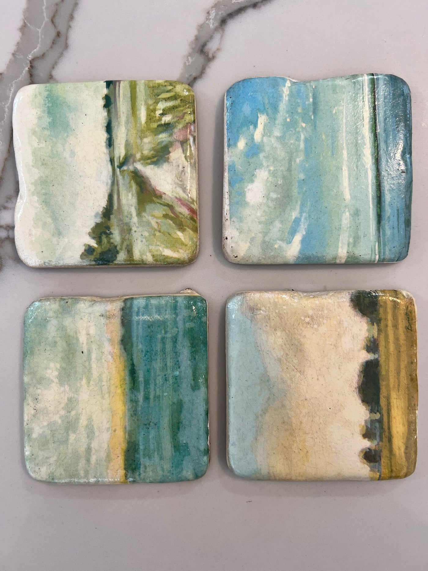 Set of 4 Summer Meadow Design Square Glass Coasters in Gift Box Set of 4 Summer Meadow Design Square Glass Coasters in Gift Box