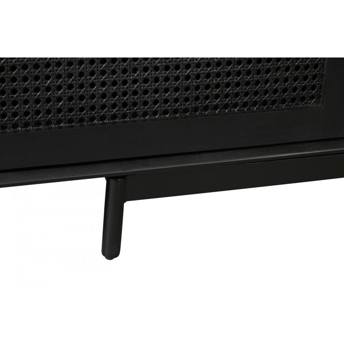 Cane + Wood Media Cabinet- Ebony and Brass